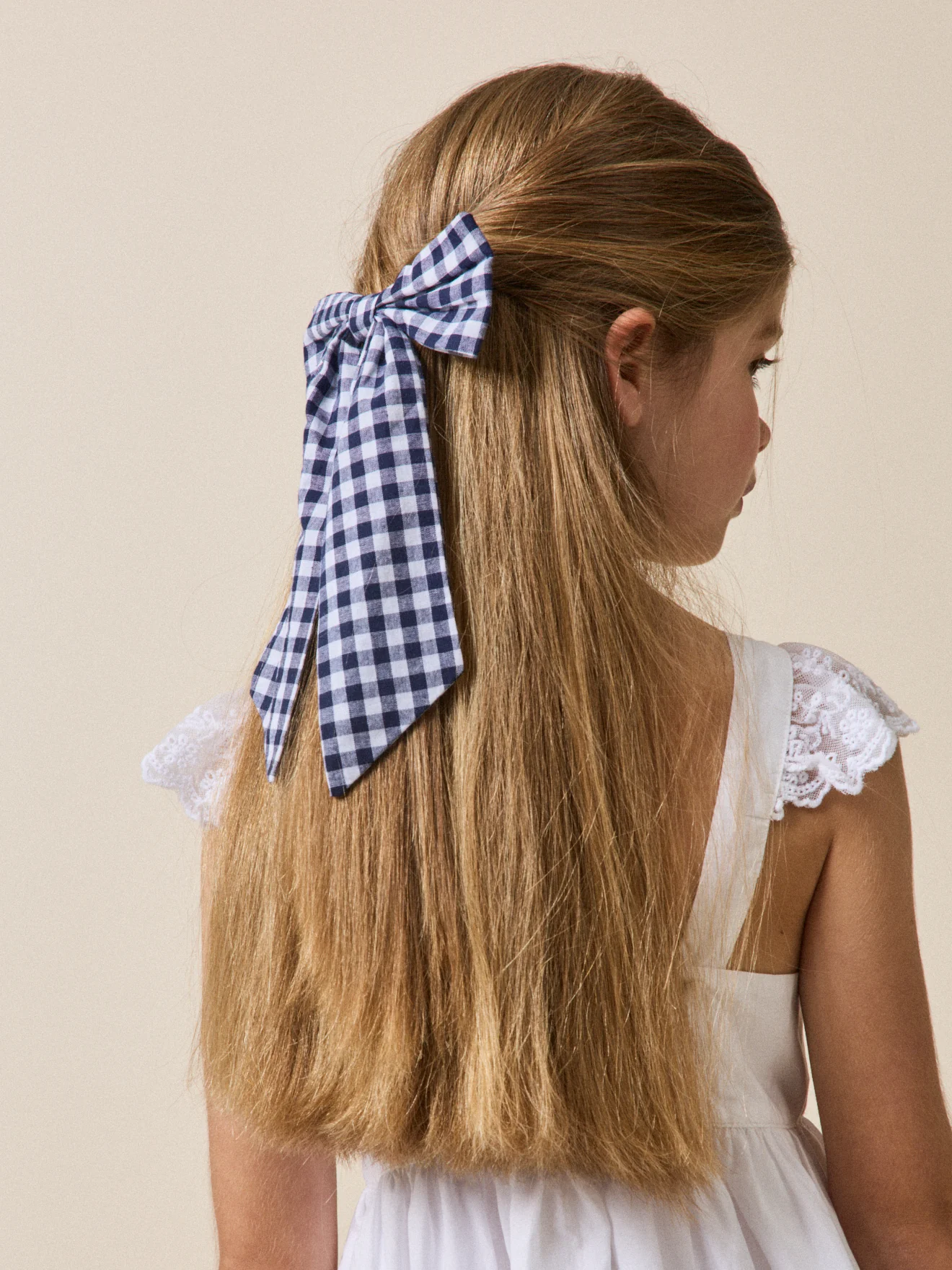 Mädchen-Haarspange mit großer Schleife aus Vichy-Stoff - Image 2