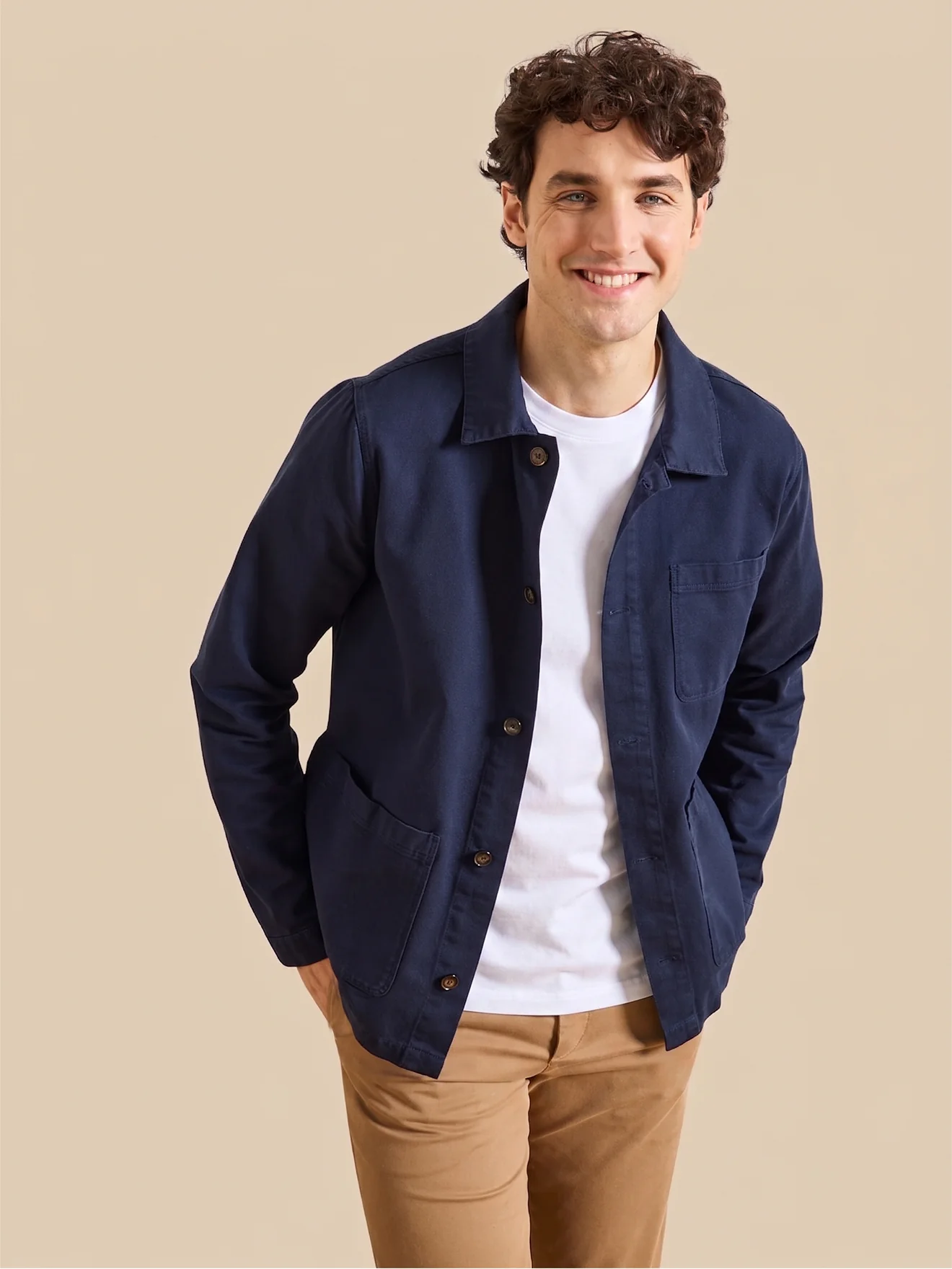 Herrenjacke im Working-Esprit - Twill aus recycelter Baumwolle