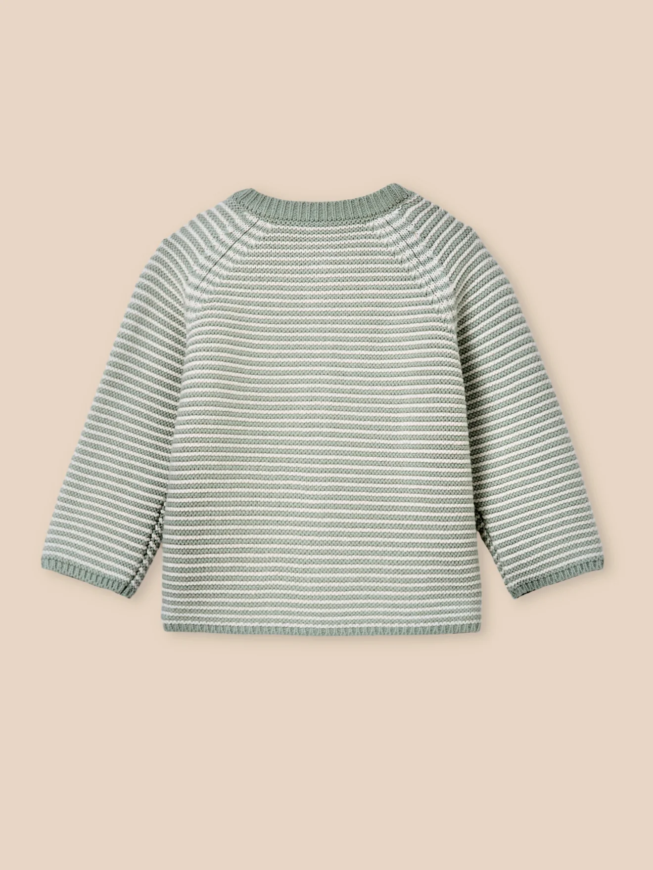 Gestreifte Strickjacke, Baby - Bio-Baumwolle - Image 2