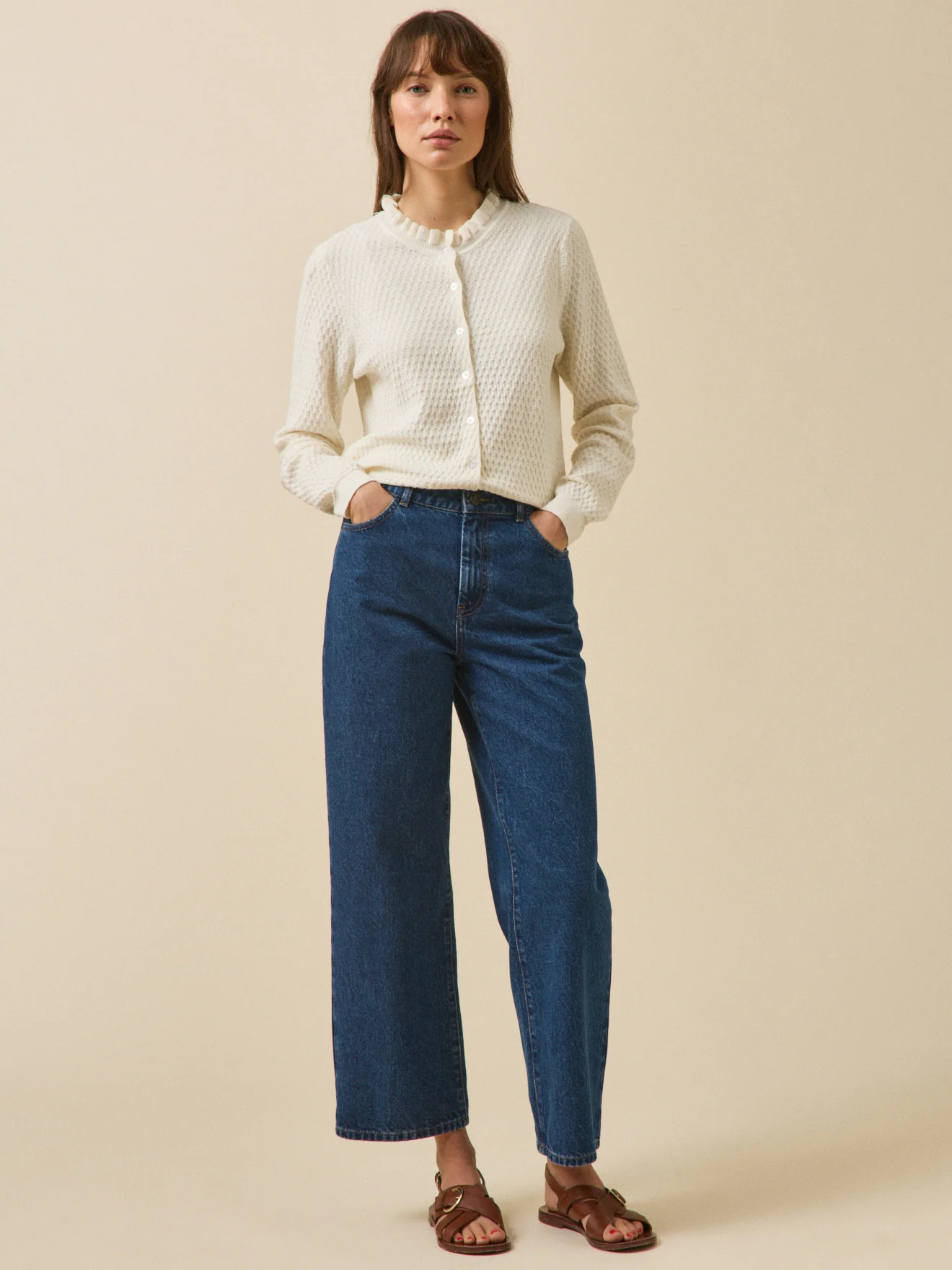 Damen-Cardigan aus Bio-Baumwolle und Cashmere mit Volants - Image 4