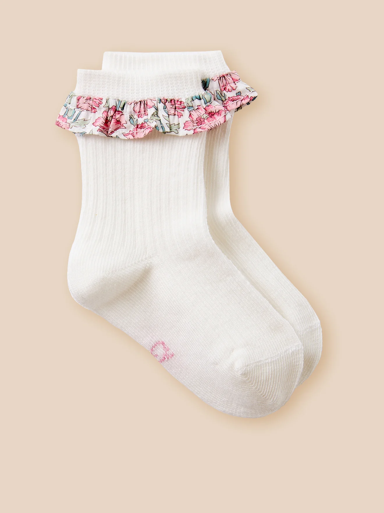 Socken mit Volant aus Liberty-Stoff, Baby