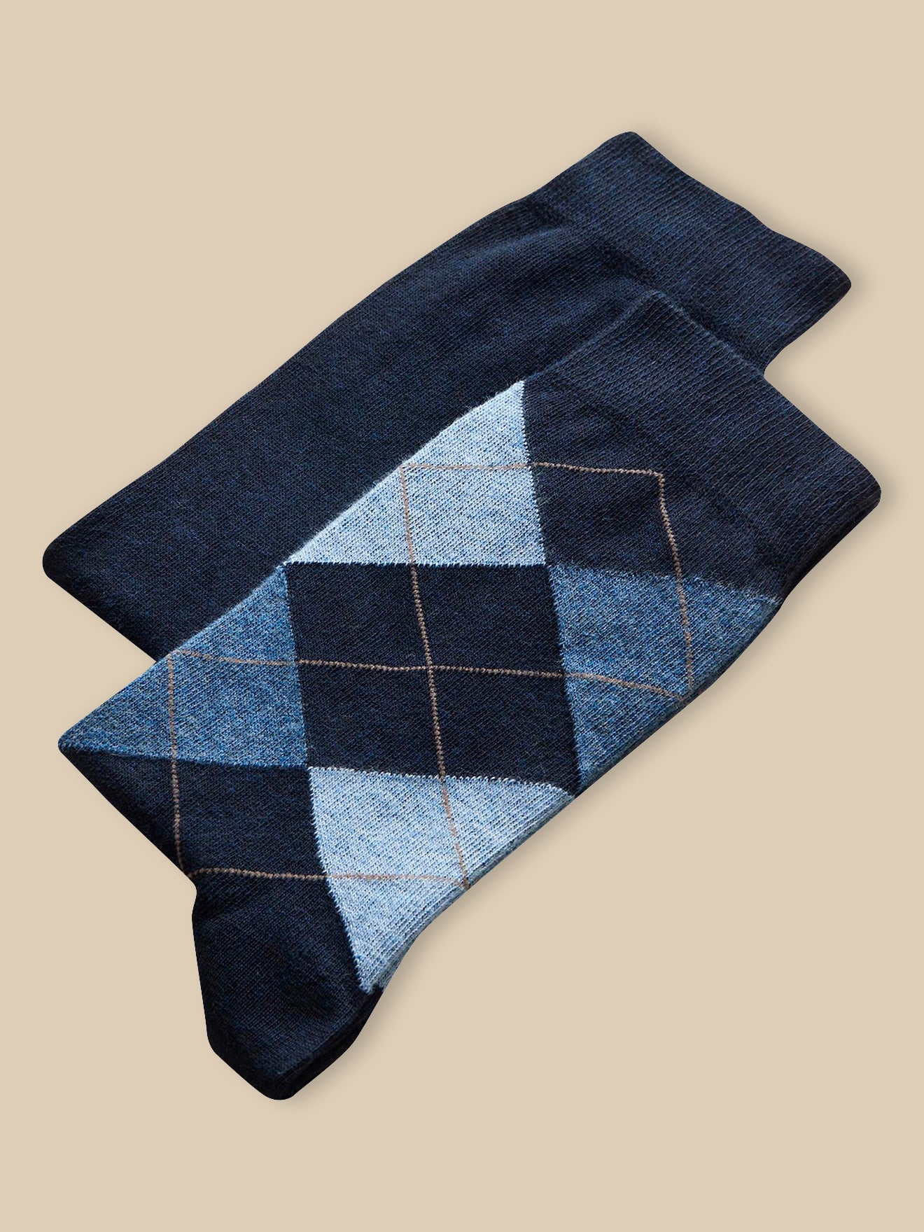 Socken im 2er-Pack mit Intarsienmuster und uni