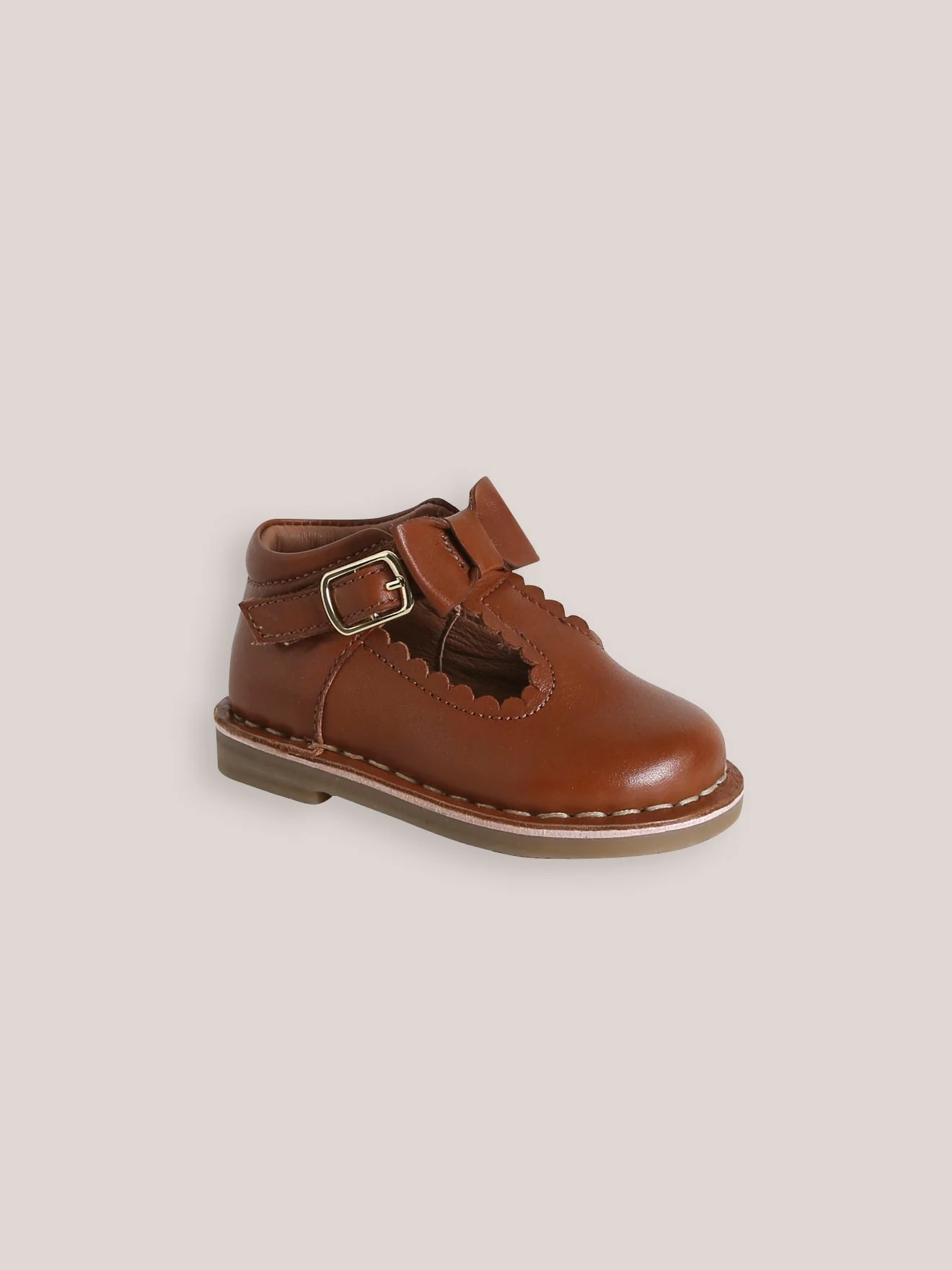 Baby-Spangenschuhe aus Leder mit Zierschleife