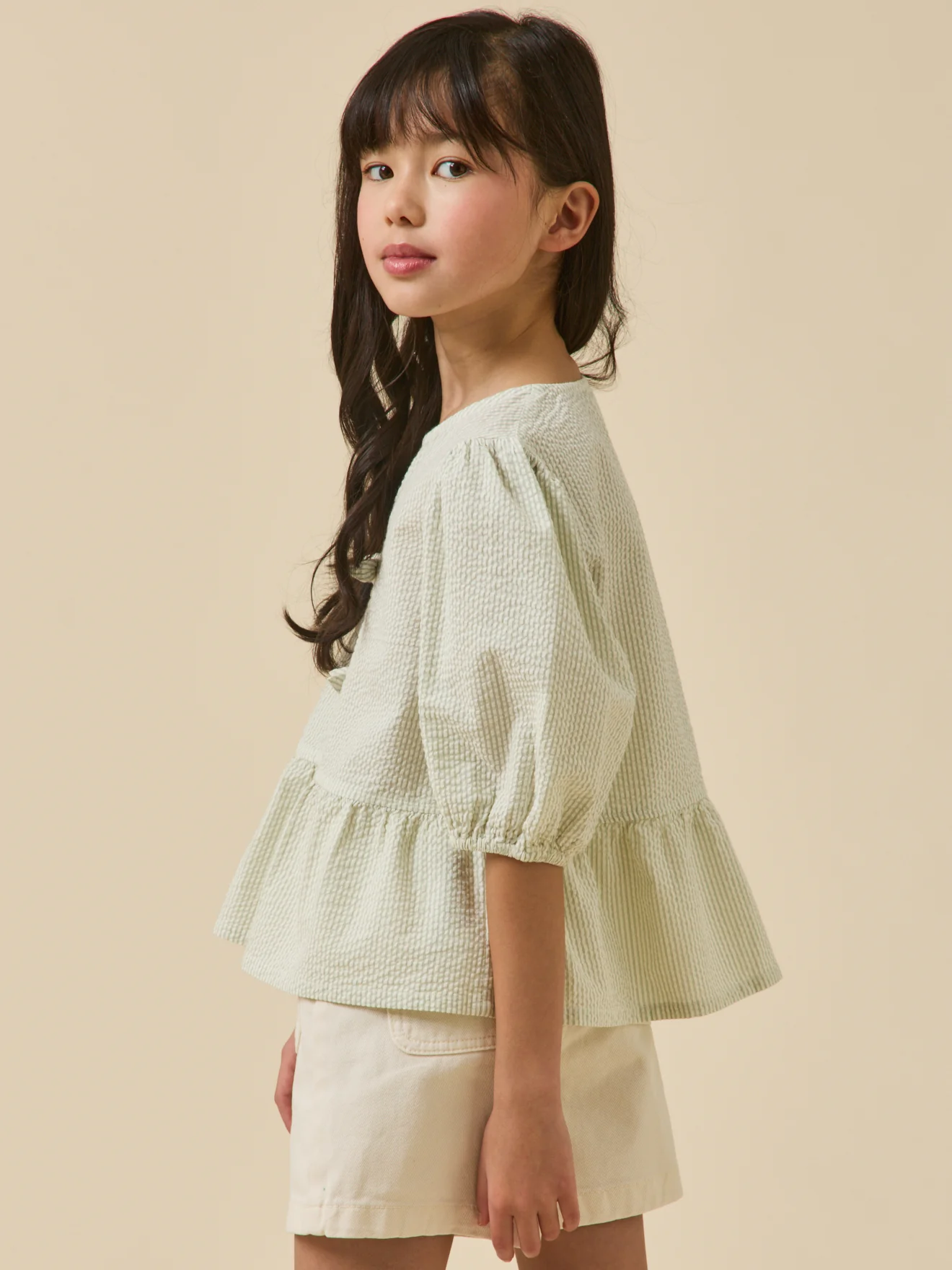 Gestreifte Mädchen-Bluse aus Seersucker - Image 4