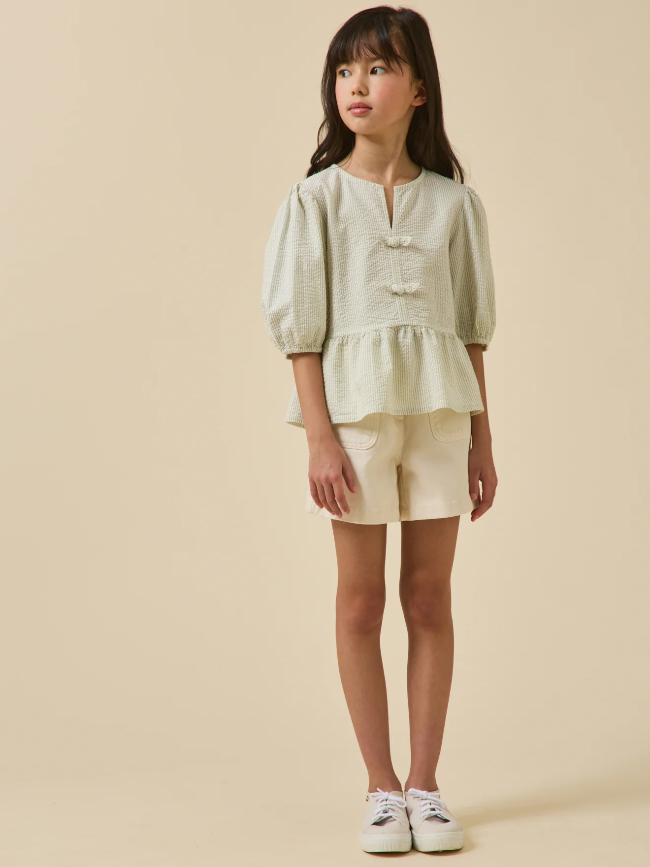 Gestreifte Mädchen-Bluse aus Seersucker - Image 5