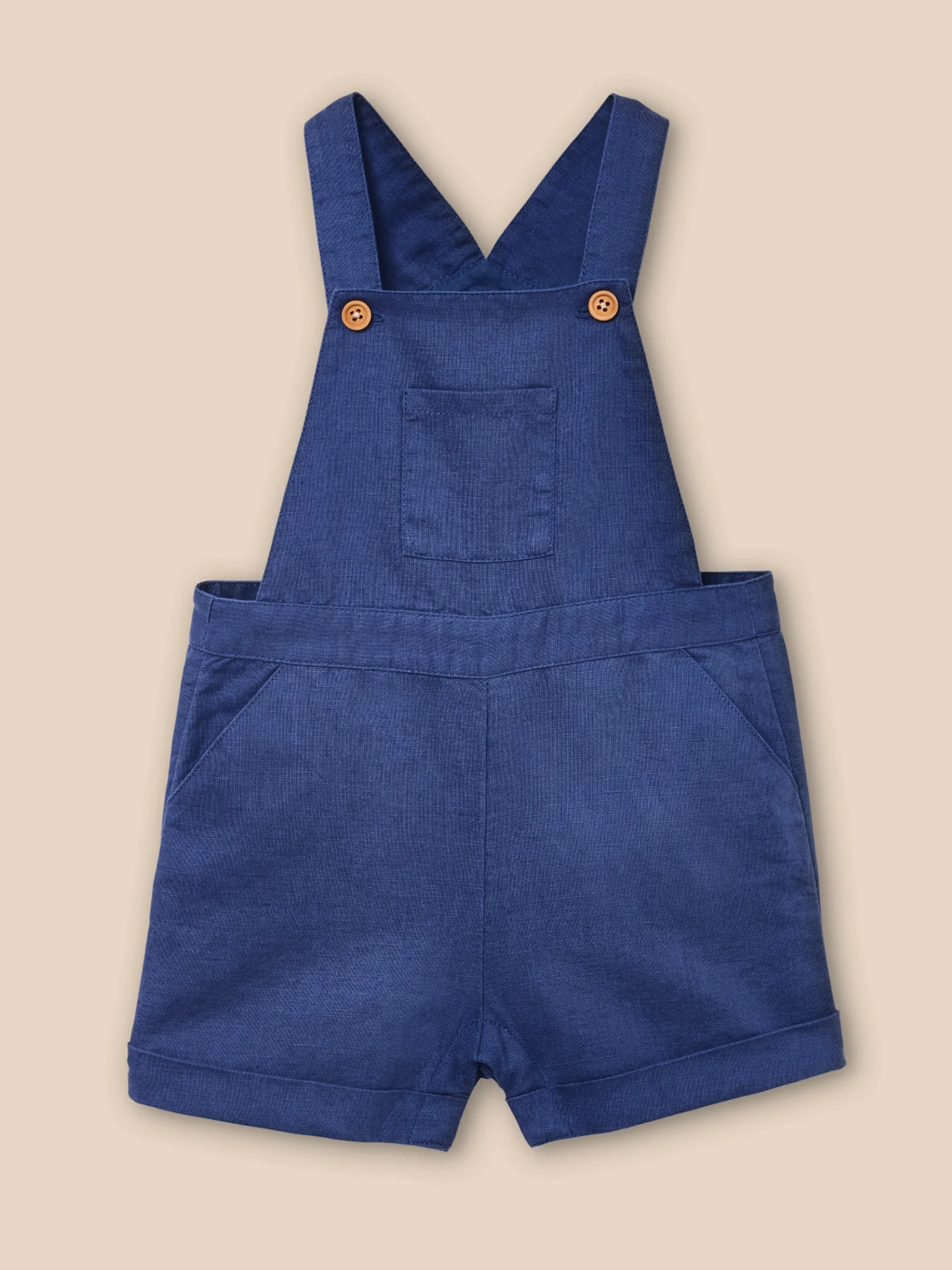 Baby-Latzhose aus Leinen und Baumwolle, kurz