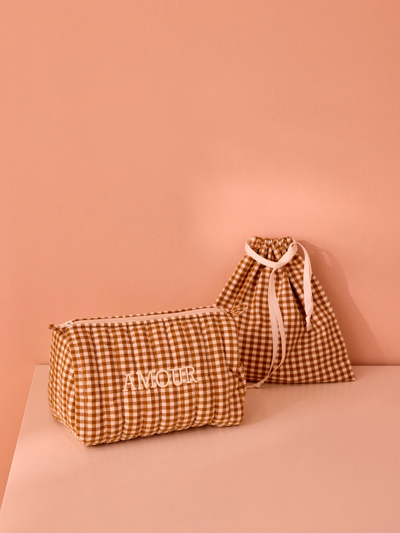 Kulturtasche aus Vichy-Baumwolle