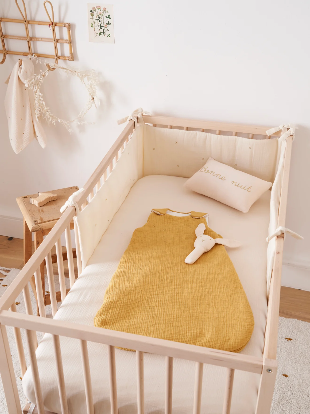 Baby-Spannbettlaken aus Bio-Baumwoll-Gaze « Baby »