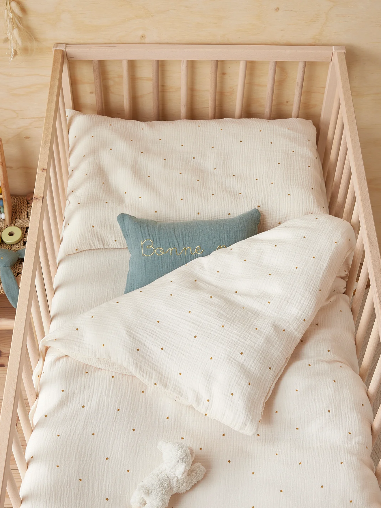 Baby-Bettbezug aus Bio-Baumwoll-Gaze « Baby »