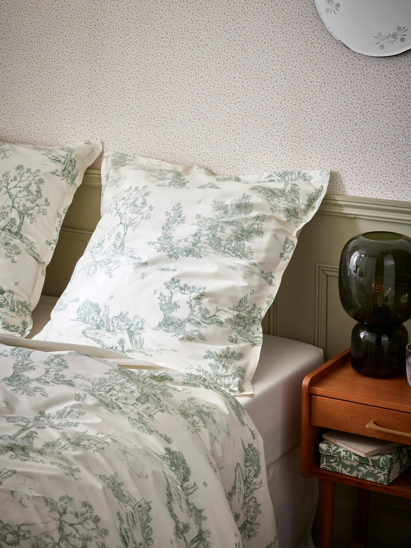 Kopfkissenbezug aus Baumwoll-Perkale « Toile-de-Jouy-Esprit »