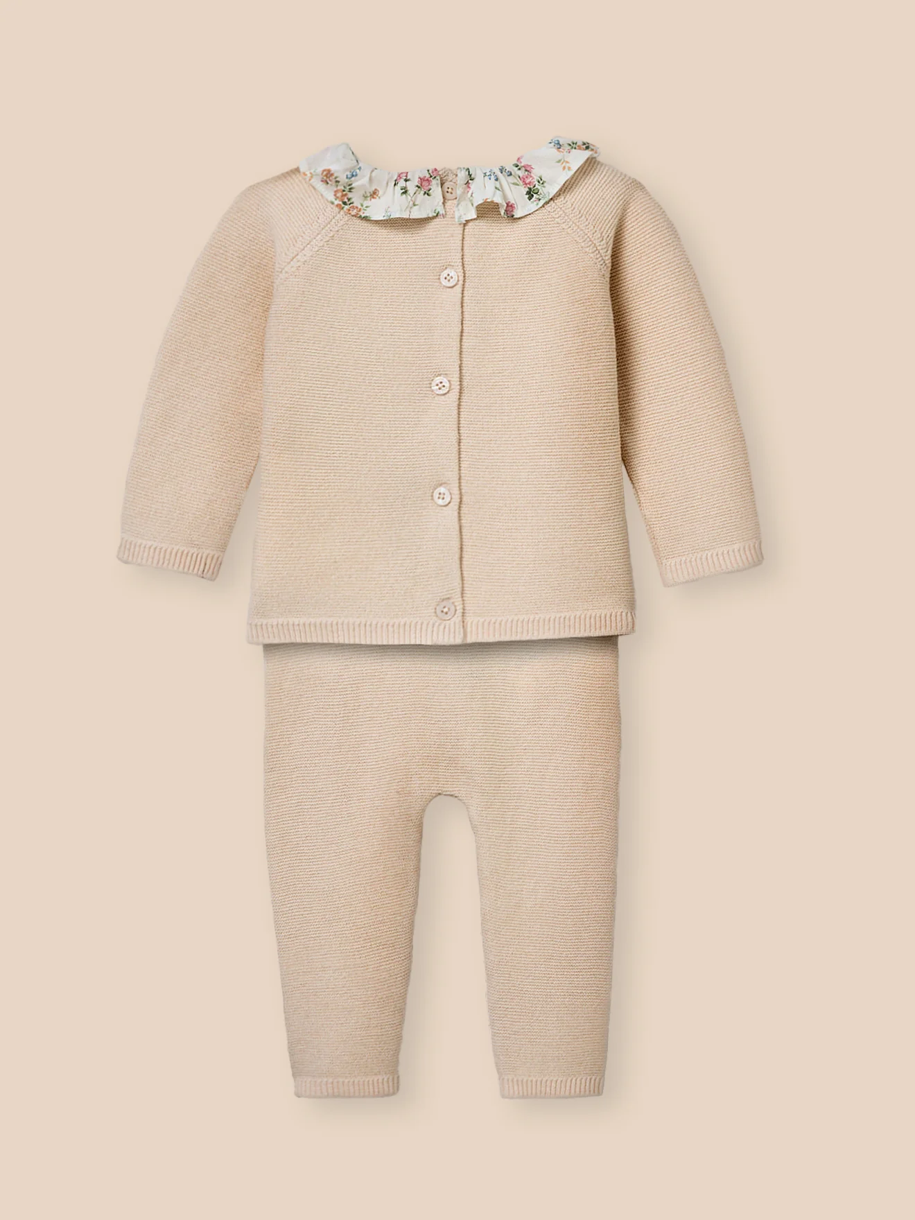 Set aus Strickwaren für Babys mit Kragen aus Liberty-Stoff - Image 3