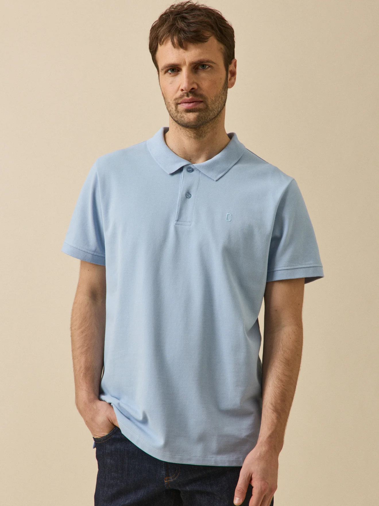Einfarbiges Herren-Poloshirt aus Pikee aus Bio-Baumwolle