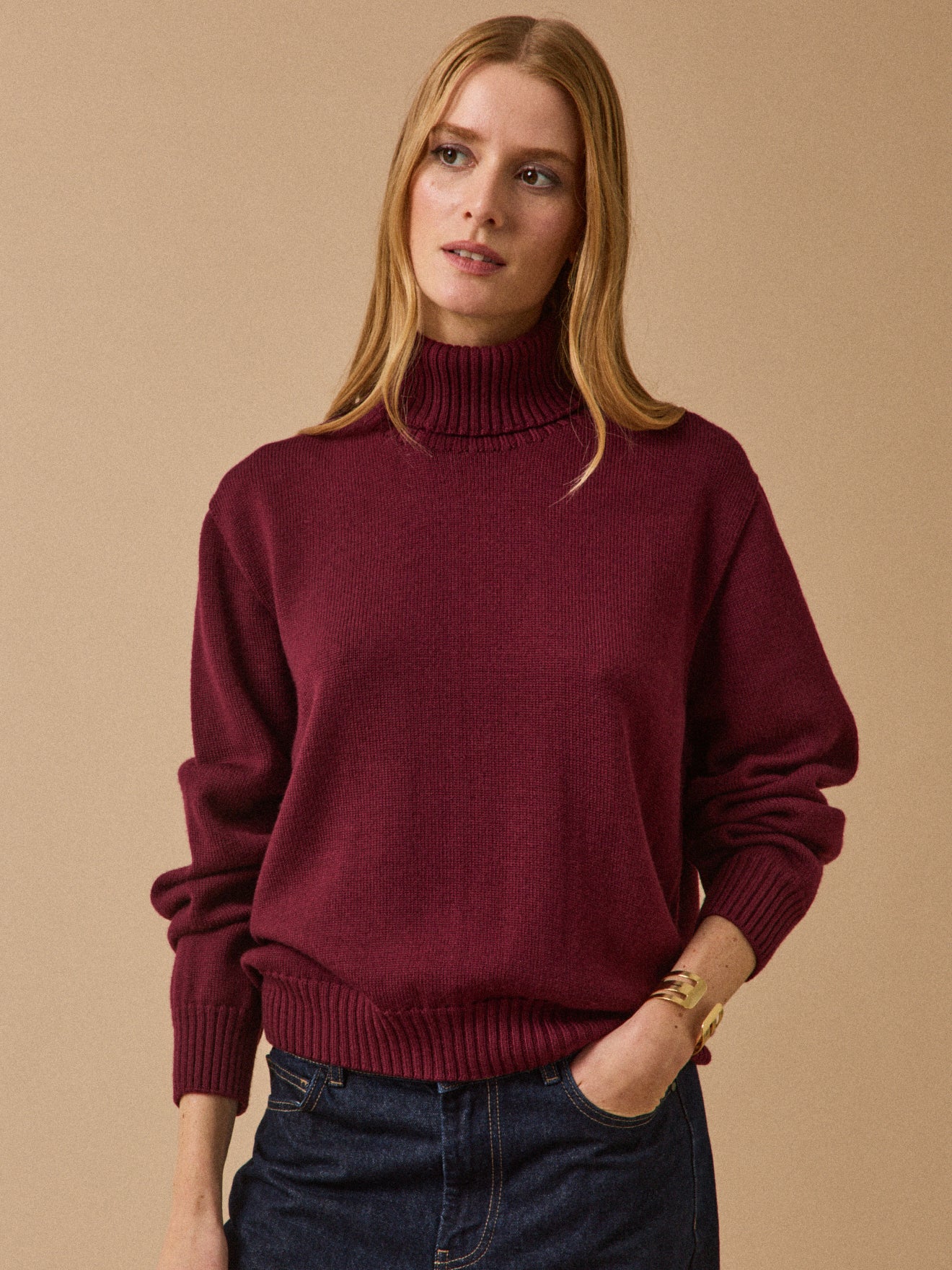 Damenpullover mit Rollkragen aus Merinowolle - Cyrillus X les 3 Tricoteurs