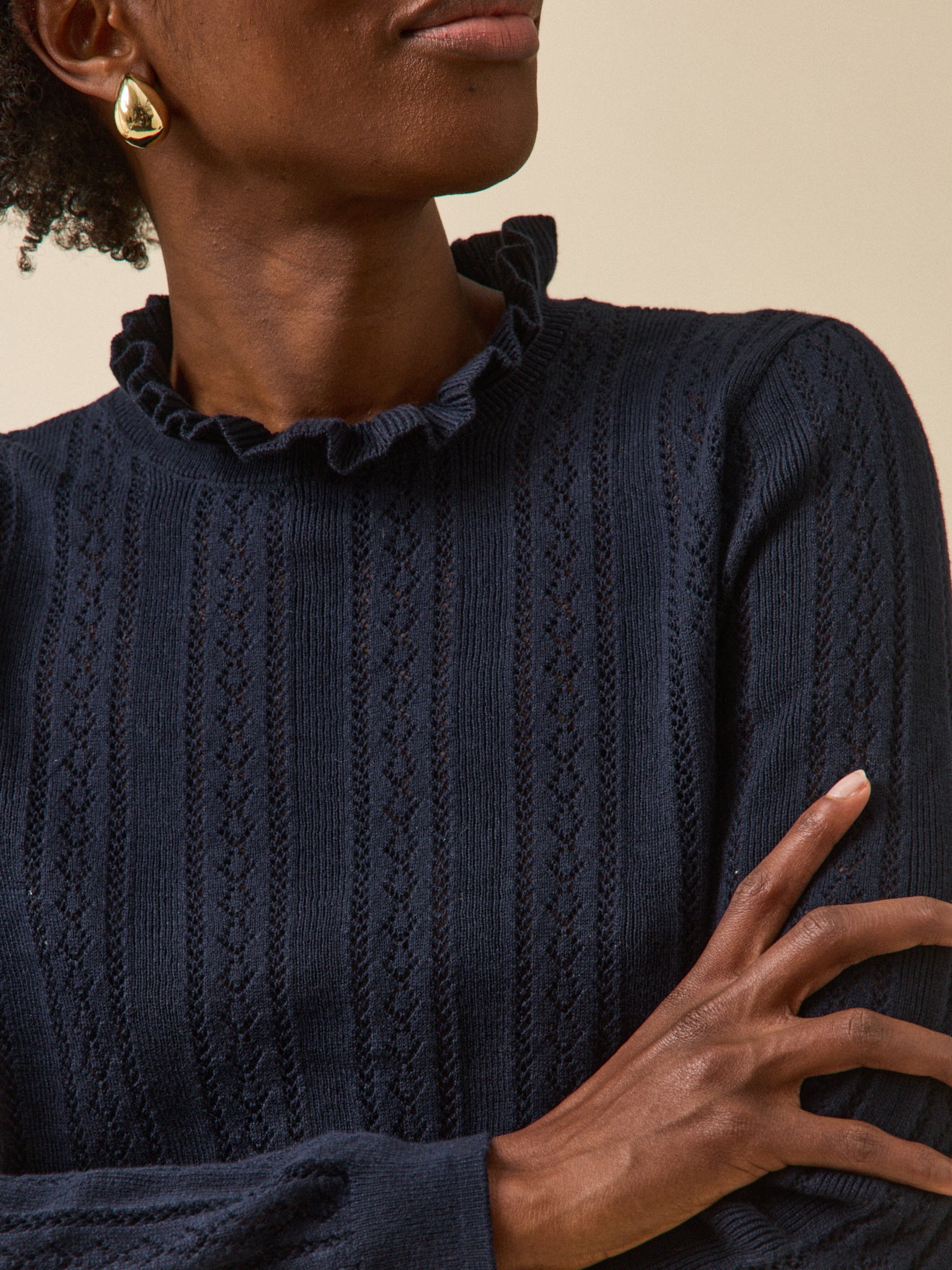 Damenpullover mit Volants aus Bio-Baumwolle und Cashmere - Image 3