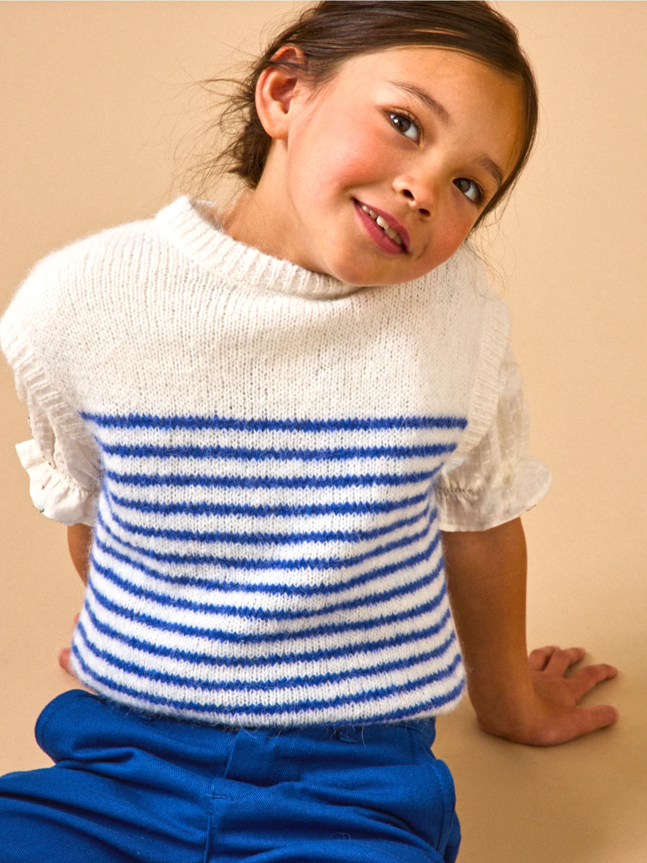 Mädchenpullover mit Streifen, ärmellos - Image 2