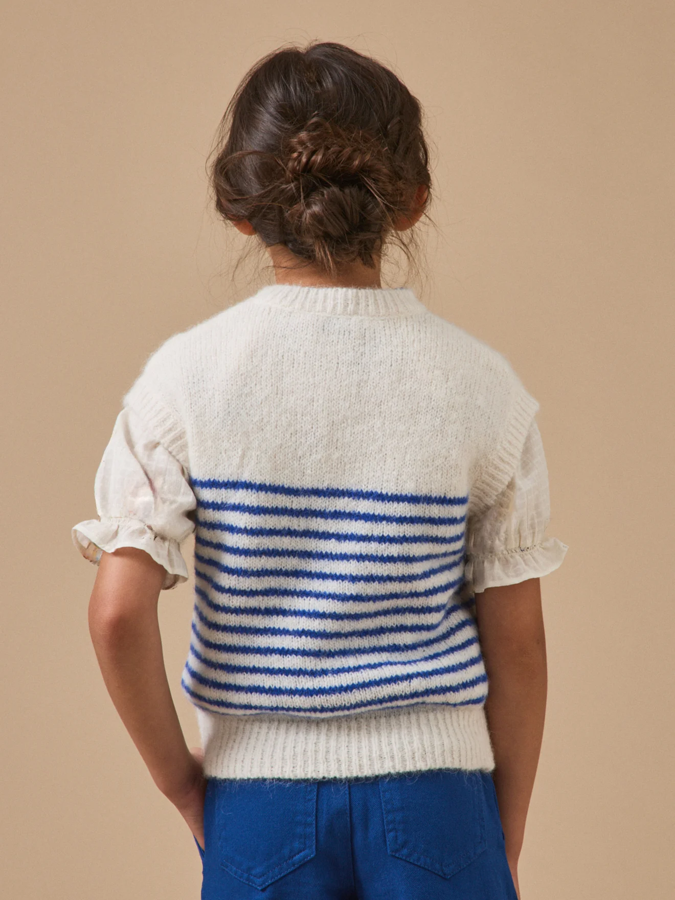 Mädchenpullover mit Streifen, ärmellos - Image 3