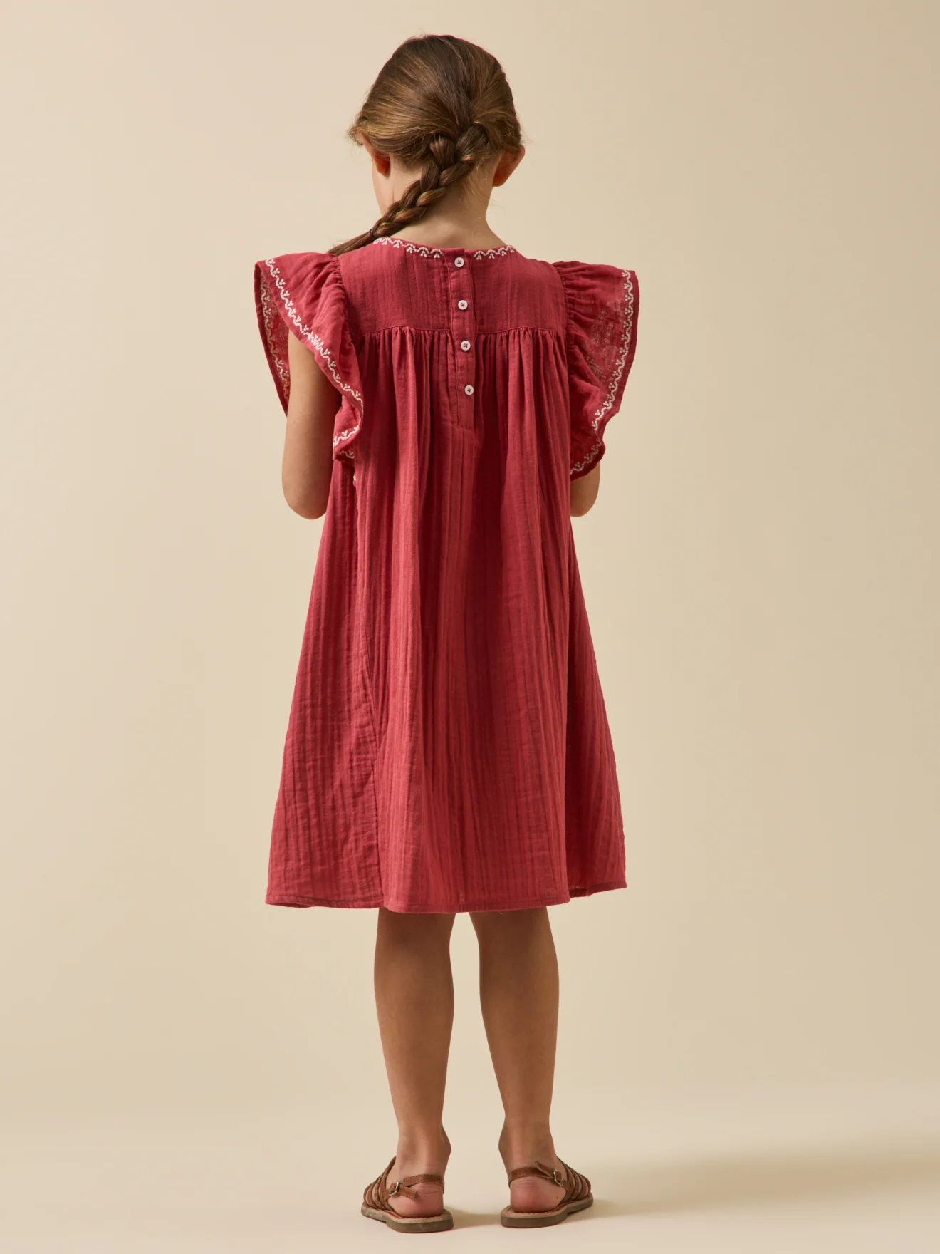 Mädchenkleid aus Bio-Baumwollgaze mit Stickerei - Image 2
