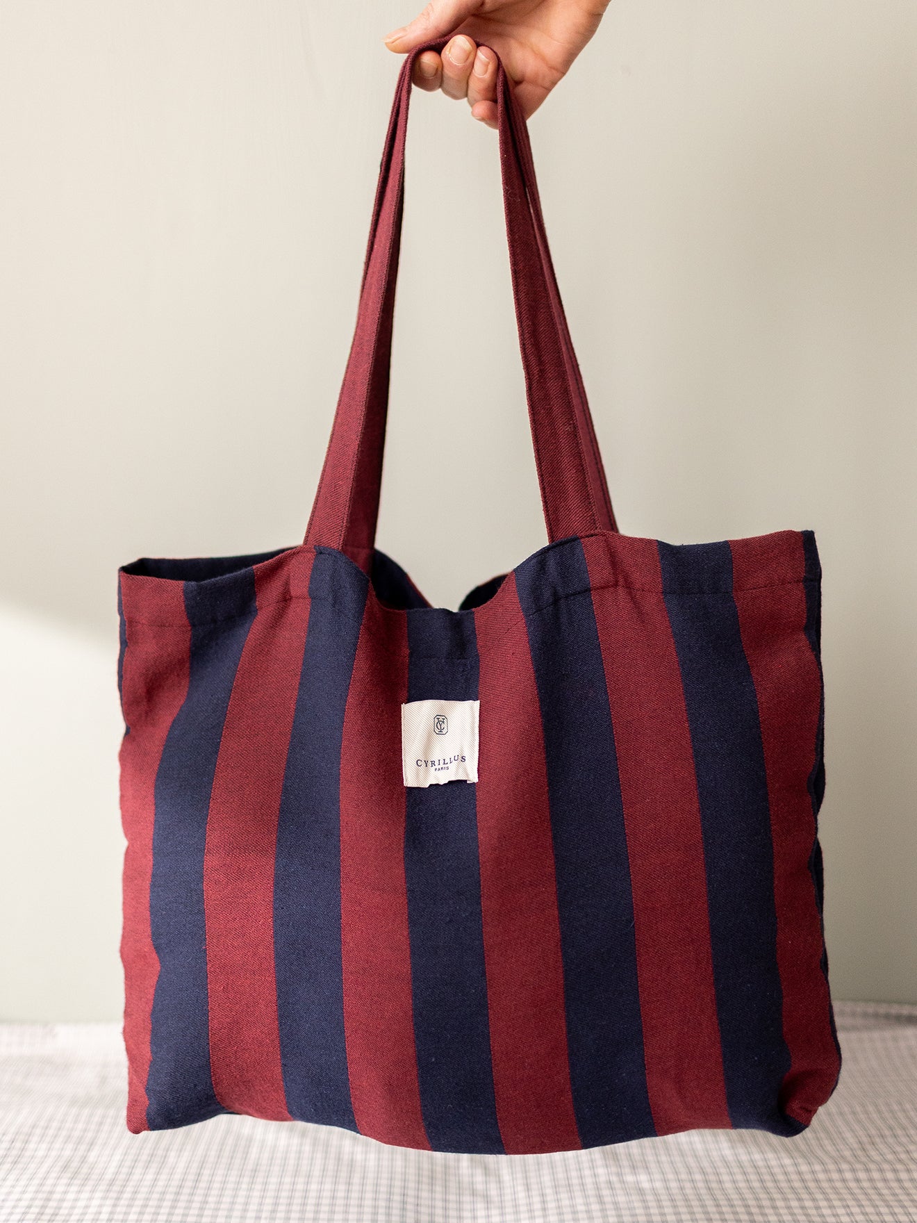 SAC Sac fourre tout RAYURE MARINE/BORDEAUX - Image 2
