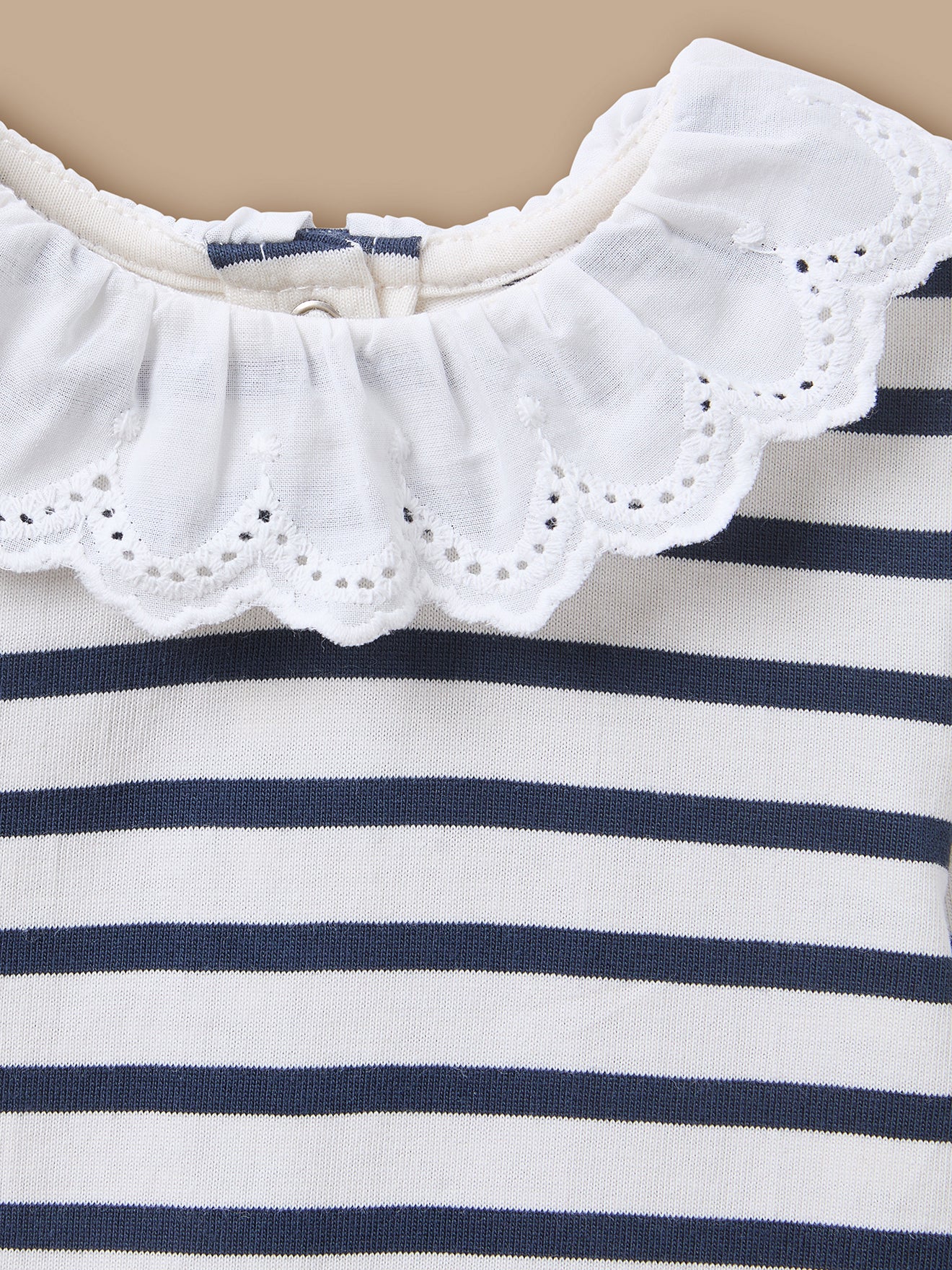 Baby-Ringelshirt mit Kragen aus Broderie Anglaise - Image 3